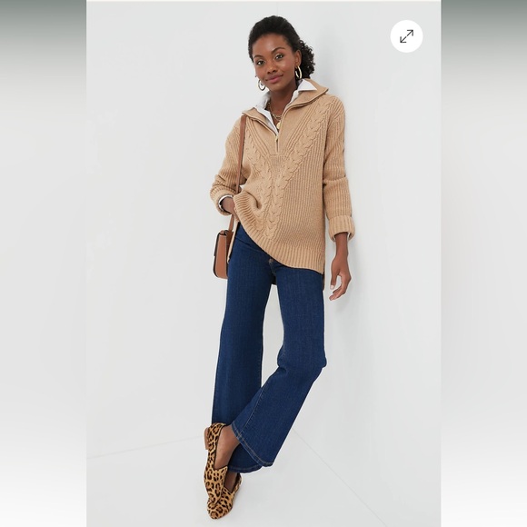 Tuckernuck Camel Quarter Zip Estella Sweater, XS, NWT - Picture 2 of 6